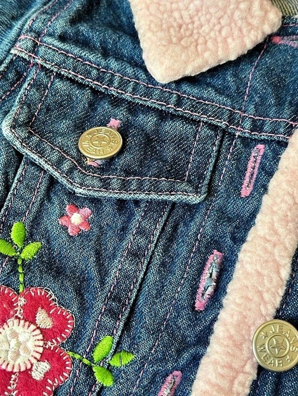 Carter's Baby Denim Jacket Pink Sherpa 6-9M